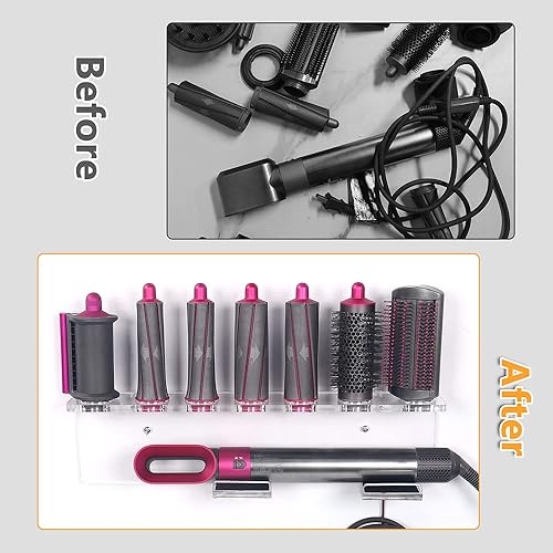 Miniatura 4 de Affogato Wall Mount Holder Compatible with Dyson Airwrap Styler Accessories Acrylic Storage Holder Compatible with Dyson Airwrap Attachments