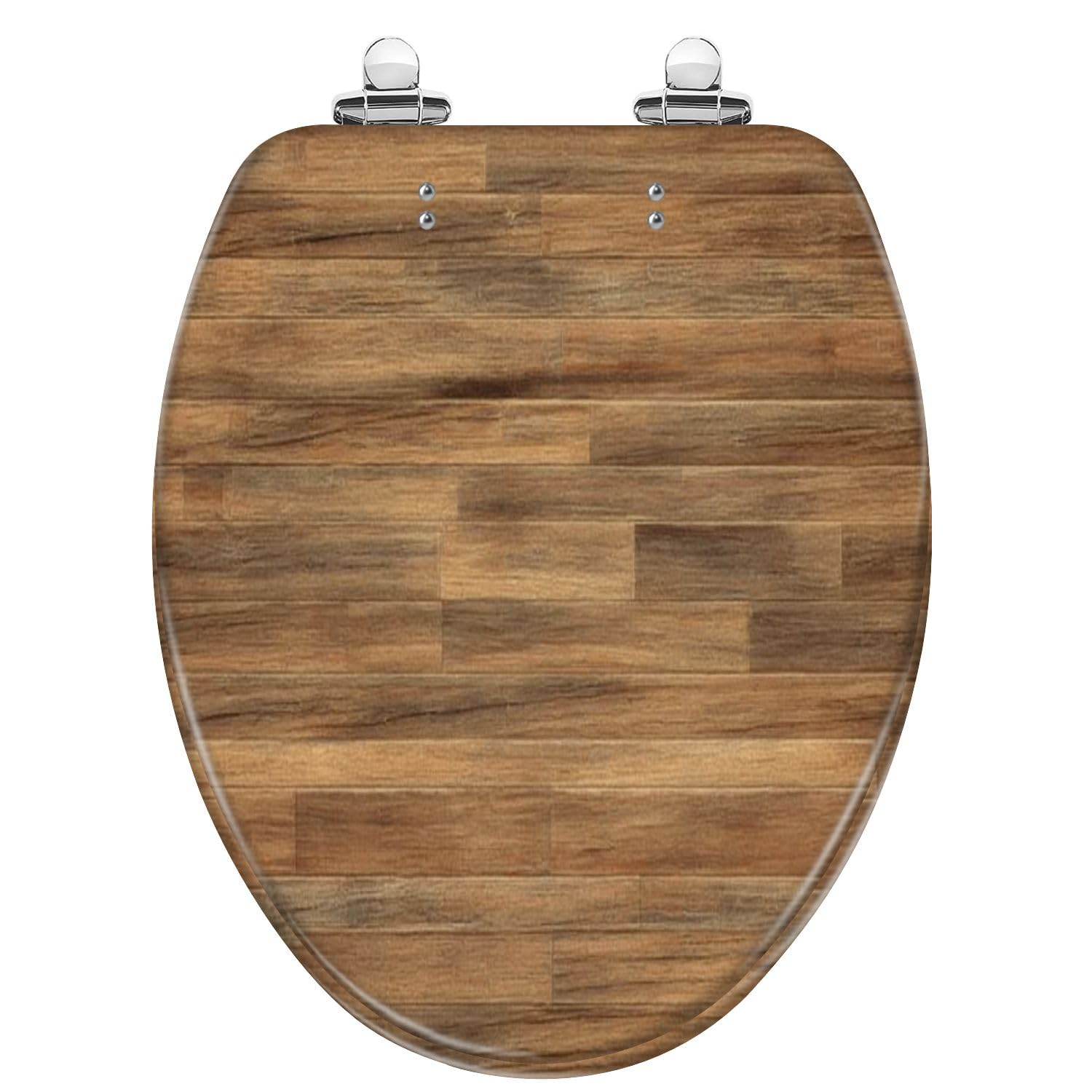 Tazyyzuu Multi6 Cedar Wood Resin Round Toilet Seat With Slow Close Lid Quick Release Hinges Easy Clean Design(,Elongated)