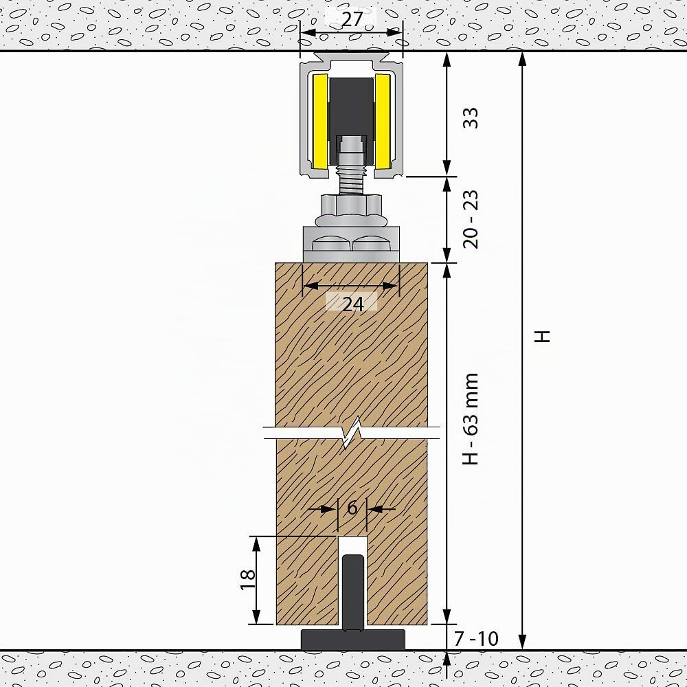 Système coulissant SLID'UP 1000 pour une porte de séparation - rail 1,95 m en aluminium - 80 kg