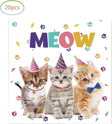 Miniatura 4 de Cat Party Supplies - Juego de vajilla de papel para gatito, platos y servilletas para fiesta de cumpleaños con temática de gato