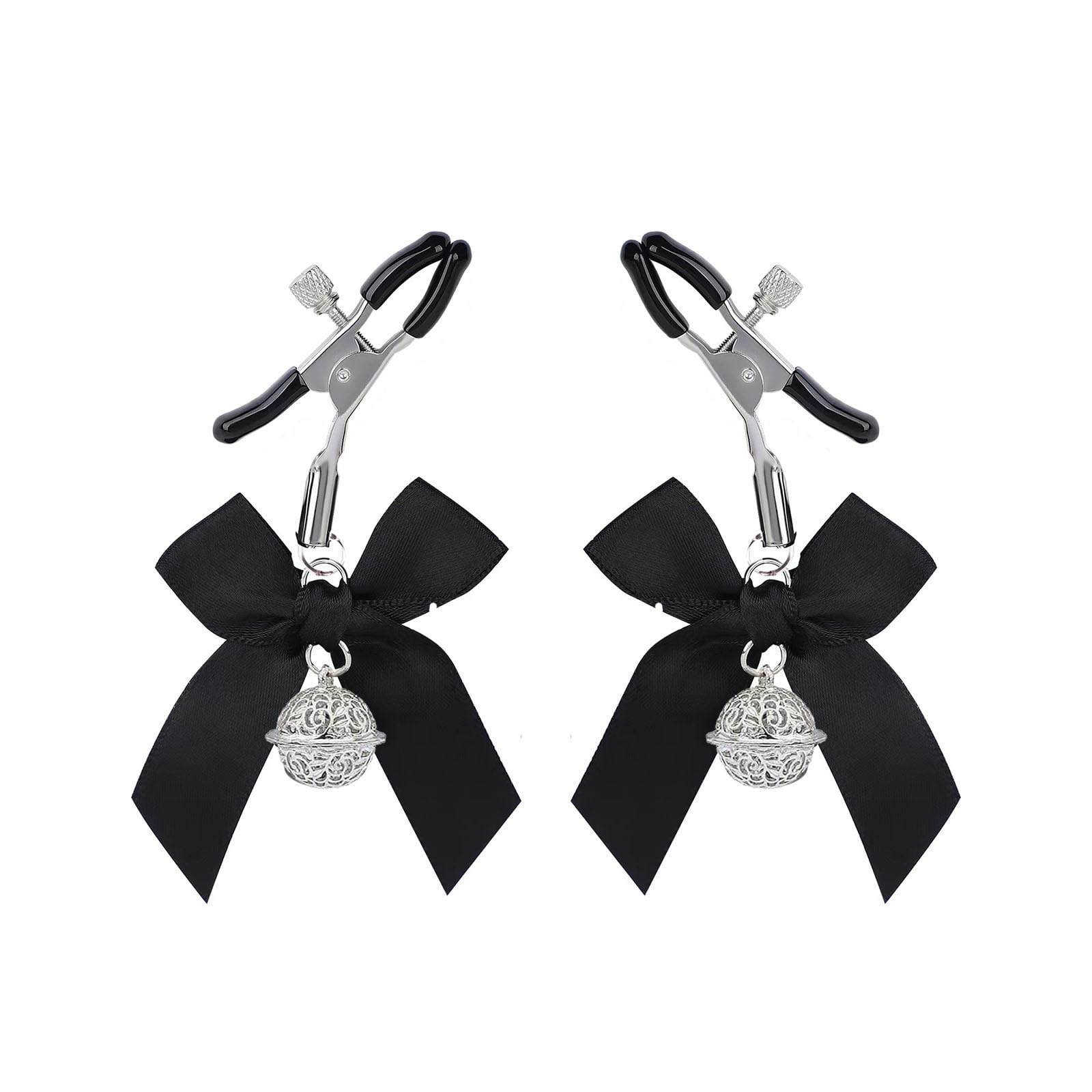 GLMOCM Body Chain Stainless Steel Adjustable Body Ring with Bow Bell Body Clamps Non Piercing Clip on Body Chain for Women Faux Body Clip Jewelry for Women: Silver