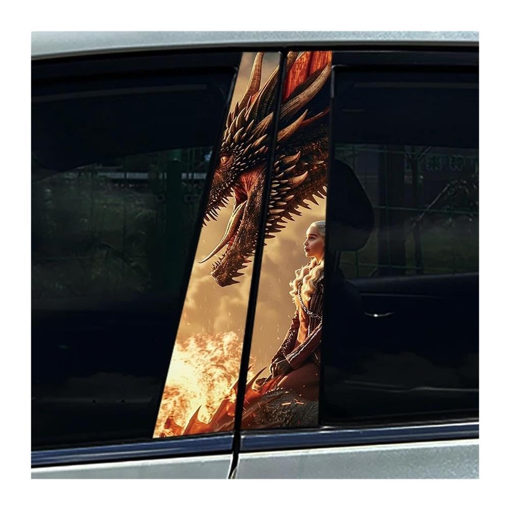 Body Parts 2PCS Car B-Pillar Stickers Dark Dragon Auto Center Column Waterproof Decals(D)