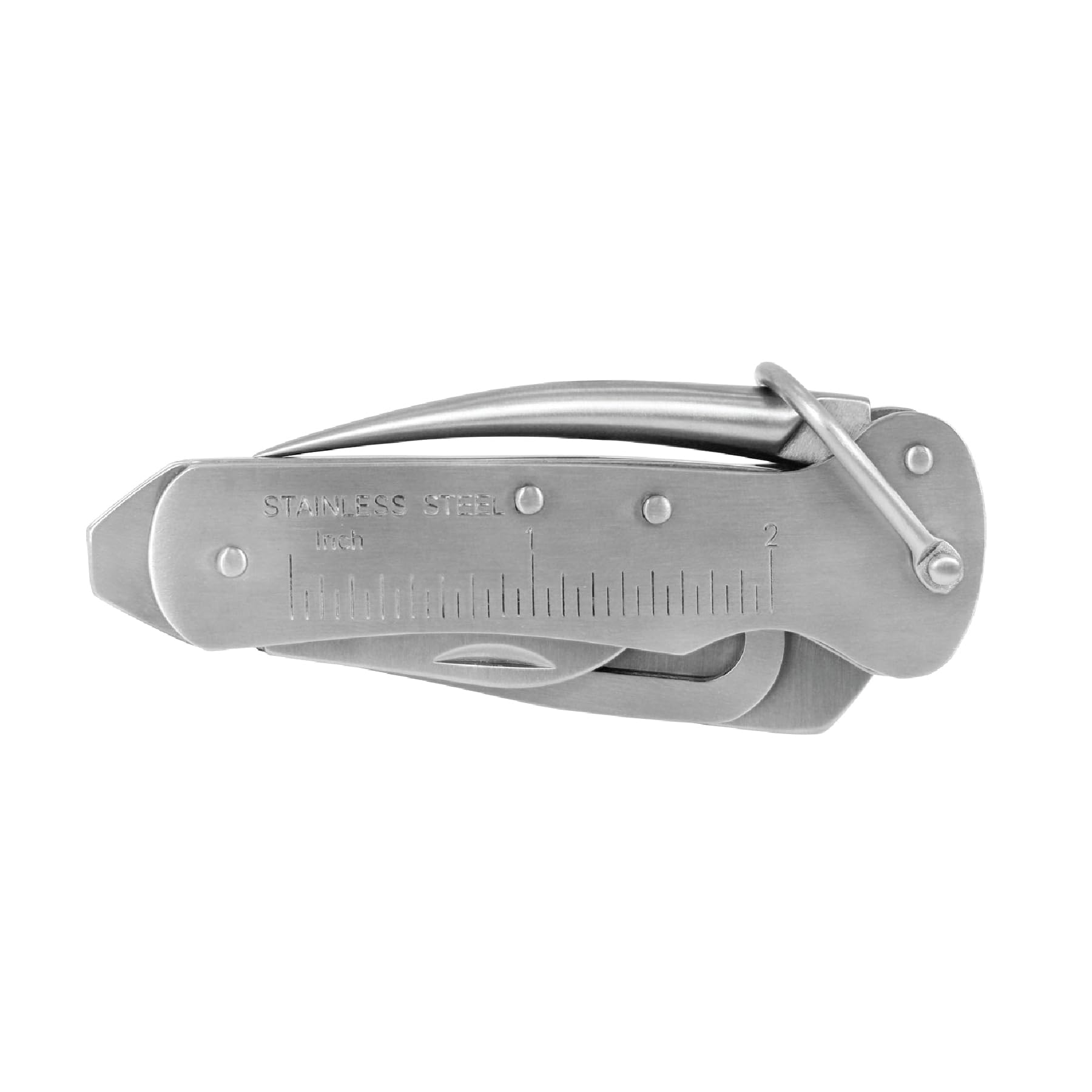 Couteau de voile entièrement en acier inoxydable - Couteau de bateau pour skipper - Lame dentelée de 7 cm en acier 420, marlspieker, ouvre-boîte, anneau de sécurité