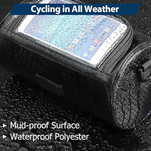 Aohcae Fahrrad Lenkertasche Wasserdicht, Lenkertasche Rund Fahrrad Handy Aufbewahrungstasche zum Aufhängen an der Vorderseite des Fahrrads
