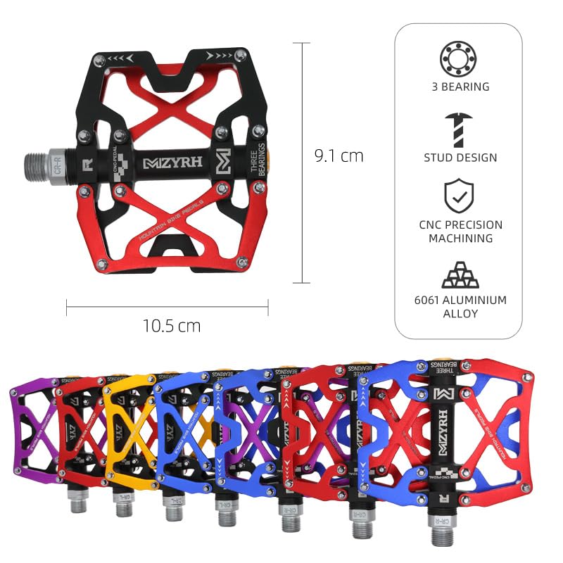 Pedali Bici Pedale della Bicicletta Cuscinetti in Lega di Alluminio Pedali MTB da Strada 14 Colori Parti Biciclette Impermeabili(Y08-Black Blue)