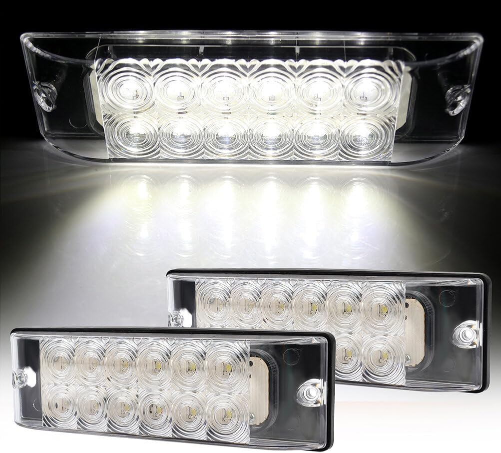 2x 12 LED WARM WHITE] Trailer Tail Light Kit Rear Tail Light Brake Stop Turn Signal Number Plate Reverse Utility RV Boat Truck