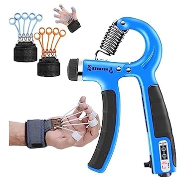 ZENITRAIN Combo Pack-Adjustable Hand Grip Strengthener with Counter & Forearm Exerciser, Hand Gripper, Power Grip-Gym-60kg-Finger exercise for Veins for Men, Women & Children.