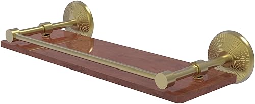 Allied Brass MC-1-16-GAL-IRW Colección Monte Carlo - Estantería de madera maciza IPE Ironwood Gallery de 16 pulgadas, latón satinado