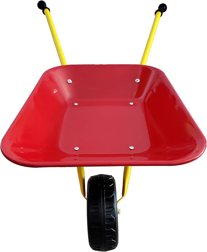 Carretilla infantil metálica roja resistente miniatura 4