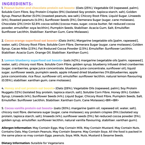 Graze Snacks Protein Bars Oat Boosts - Healthy, Whole Oats, Natural Flavours, High Fibre, Less Sugar (20 Snacks - 5 Packs of 4 x 30g) - Image 5