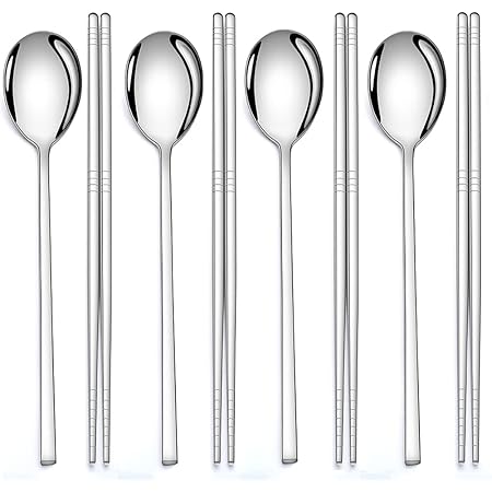 BUGUUYO 6 Edelstahl Löffel - Flache Boden, Ideal Für Asiatische Küche