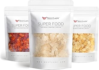 NESTLADY Collagen Collection (Select Organic Pure Peach Gum 150g+Natural Wild Tragacanth Gum “Snow Swallow” 110g+Natural Honey Locust Wild Gleditsia 100g)