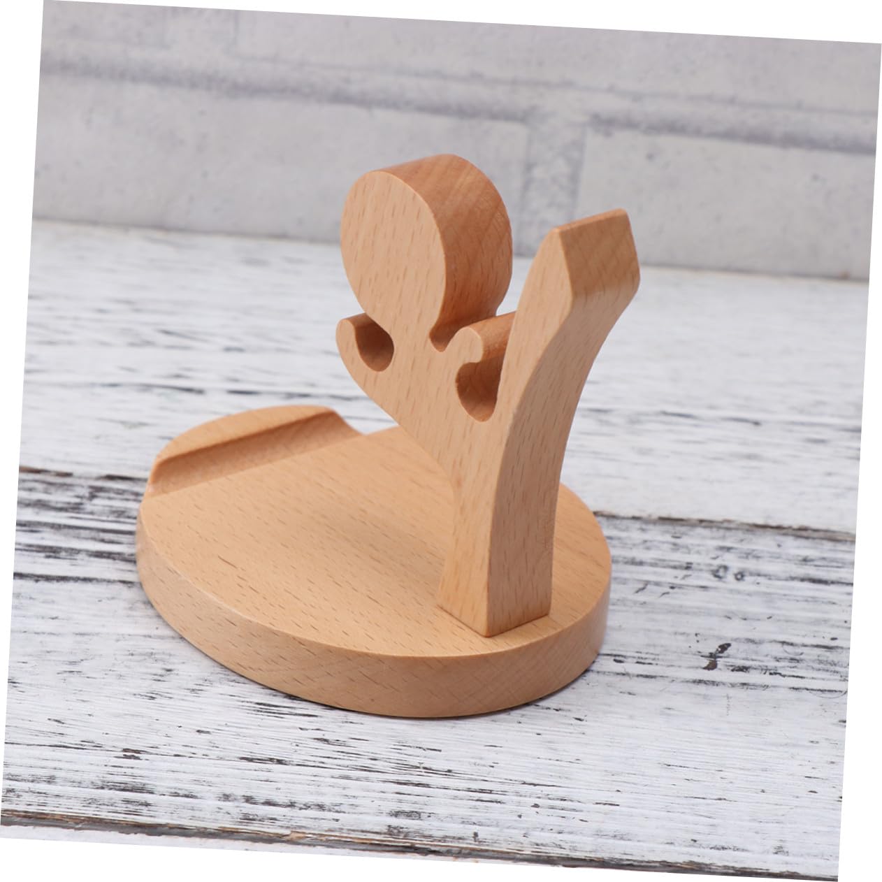 Hemobllo 2pezzi Supporto Telefonico Legno Creativo Forma Di Fu Kid Stabile e Antiscivolo Per Scrivania e Tavolo Base Resistente Per Smartphone e Tablet Design Cartone Originale