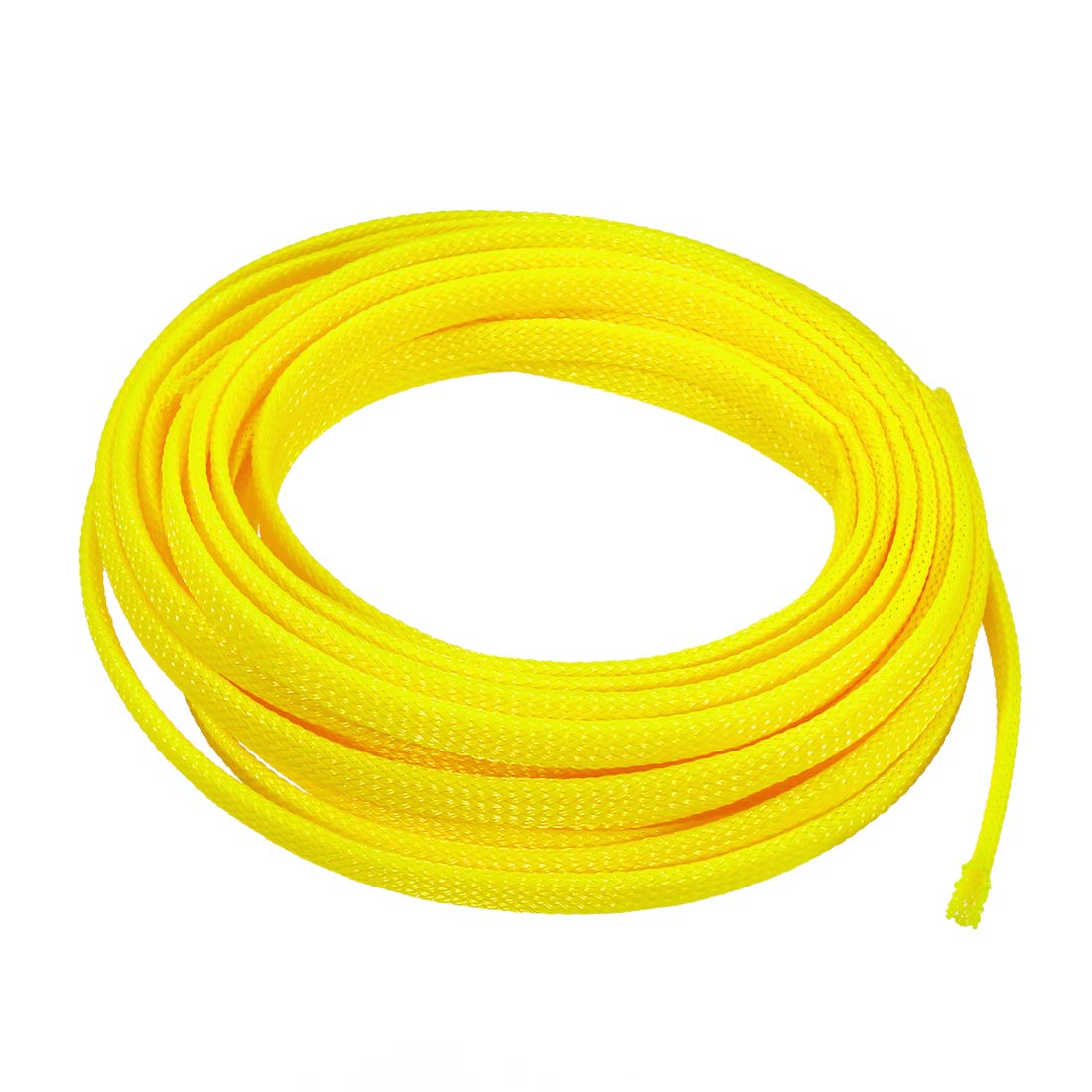 uxcell PET Expandable Braided Sleeving, 1/4-inch 16ft Braided Cable Sleeve, Yellow-image-13