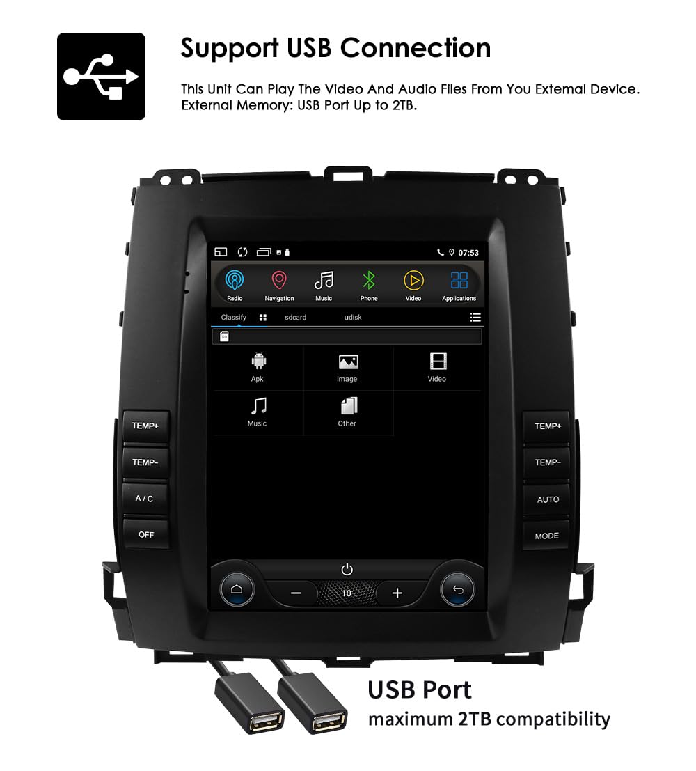 Ossuret Autoradio pour (2002-2009) Toyota Land Cruiser Prado 120/ Lexus GX470, 9.7 Pouces Android 13 écran Tactile 2+64 Go Navigation GPS avec Carplay Android Auto WiFi Bluetooth USB
