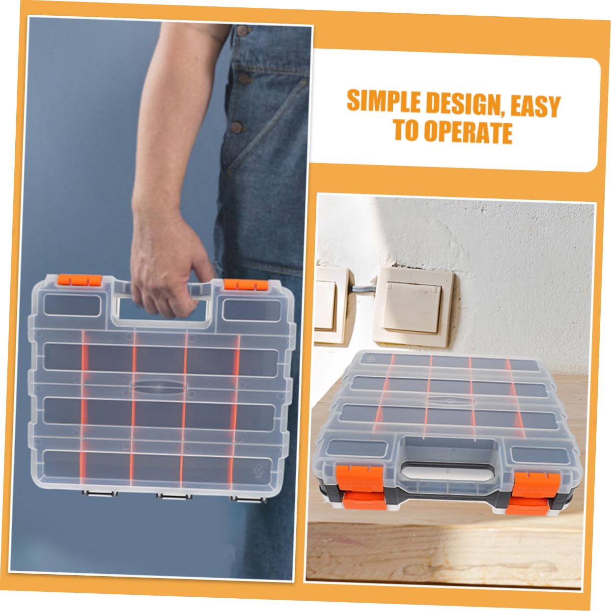 Caja de Almacenamiento de Plástico para Herramientas Compartimentos | Tapa Transparente, Reutilizable, Rejillas Múltiples, para Componentes Electrónicos y Kits Pequeños