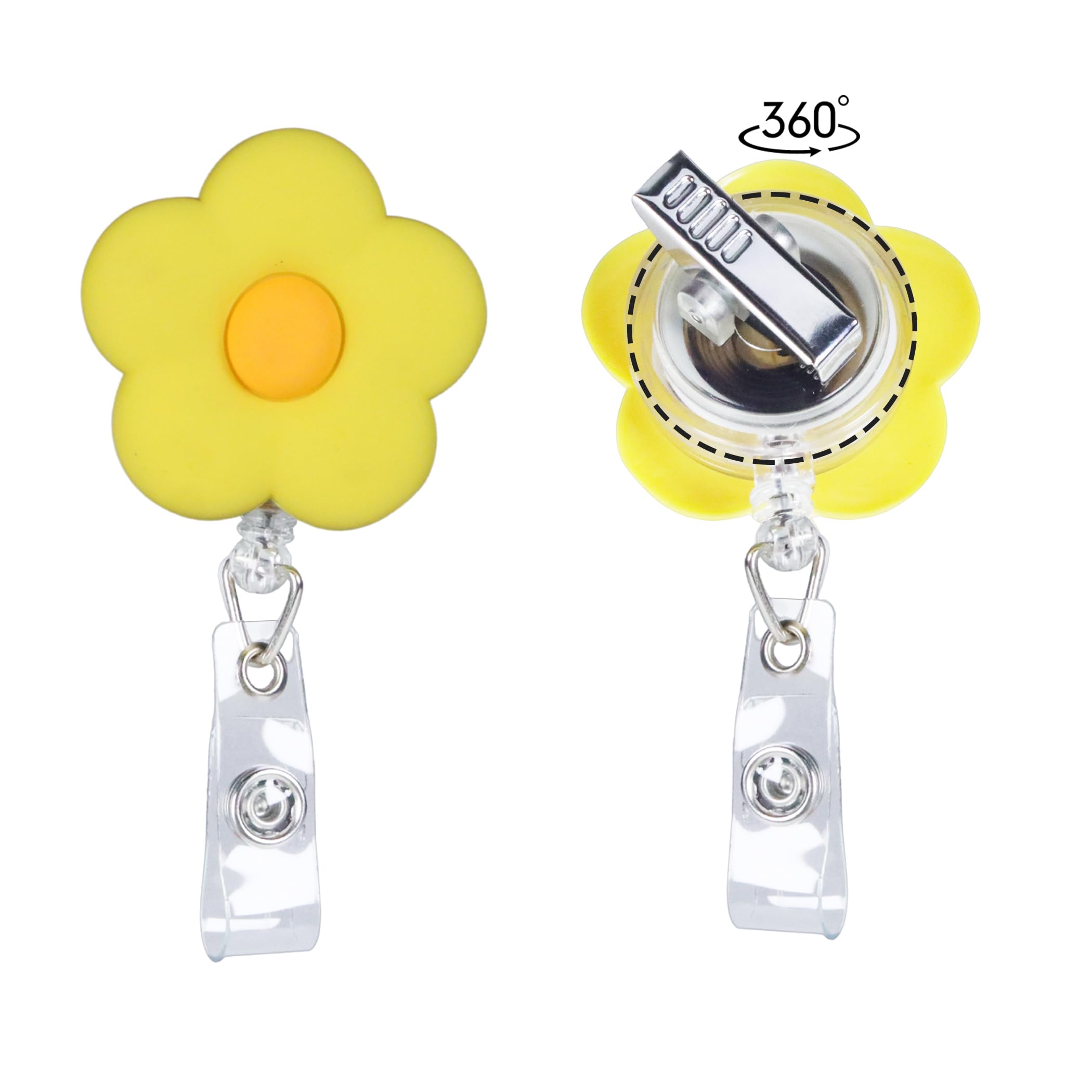 6Pcs Flower Retractable Badge Holders, Cute Colorful Badge Reels with 24 inch Retractable Cord Clip, Multi-colored, 1.8 inches - Image 2