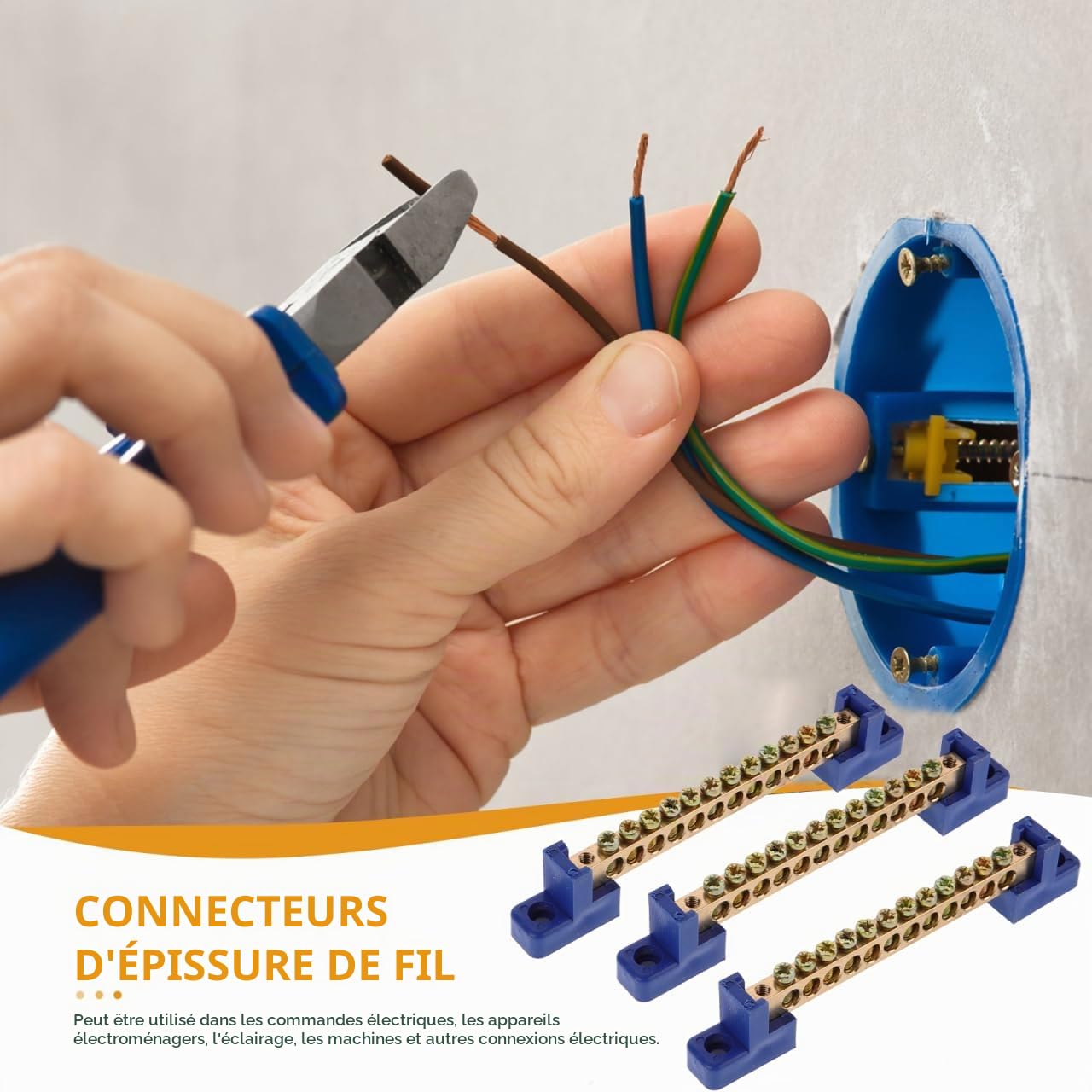 OSALADI 4pièces Barrette Terre Cuivre Borne De Mise à La Terre Pour Boîtier De Distribution Électrique Avec Isolation Et Vis De Fixation Utilisation Sécurisée Distribution Et Équipement in