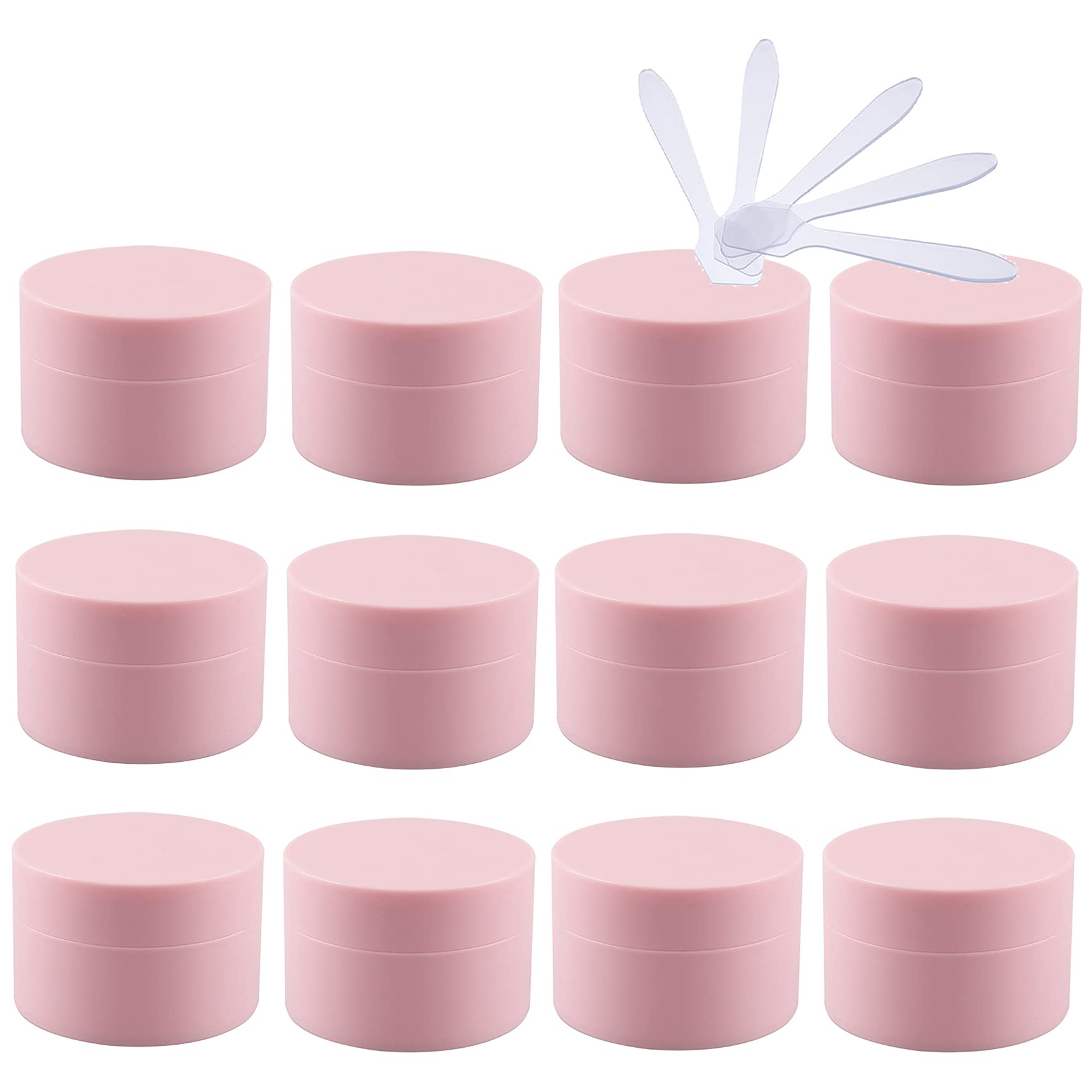 48 Pieza Rosa Mate Tarro de Cosmética de Plástico 50 g Envases Cosmética Plástico 50 ml con Tapa Botella de Crema Tanque para Productos Cosméticos Cremas Ungüento con 6x Espátulas
