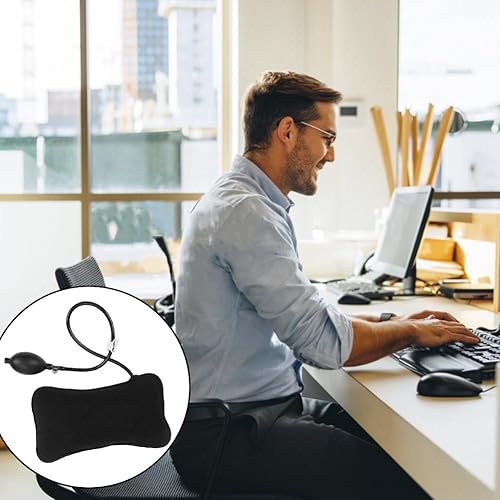 Miniatura 4 de Joyzan Almohada inflable de apoyo lumbar, portátil, transpirable, respaldo inferior, respaldo, fatiga, cabeza, cuello, avión, asiento de avión,