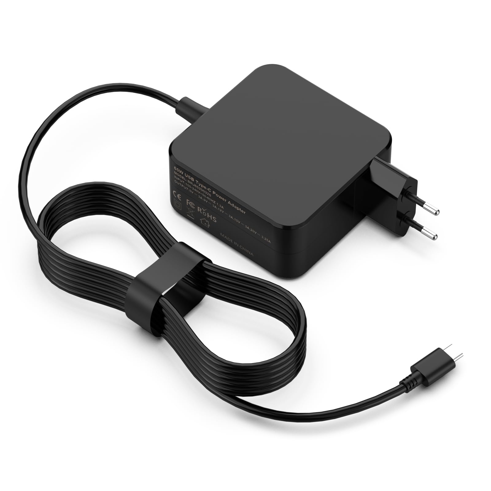 BIUBOTY Alimentatore USB C 65W 20V 3.25A Compatible con Macbook Pro/Air, HUAWEI Matebook, Lenovo Thinkpad Yoga, Xiaomi Air, HP ChromeBook, ASUS ZenBook caricatore per computer USB C
