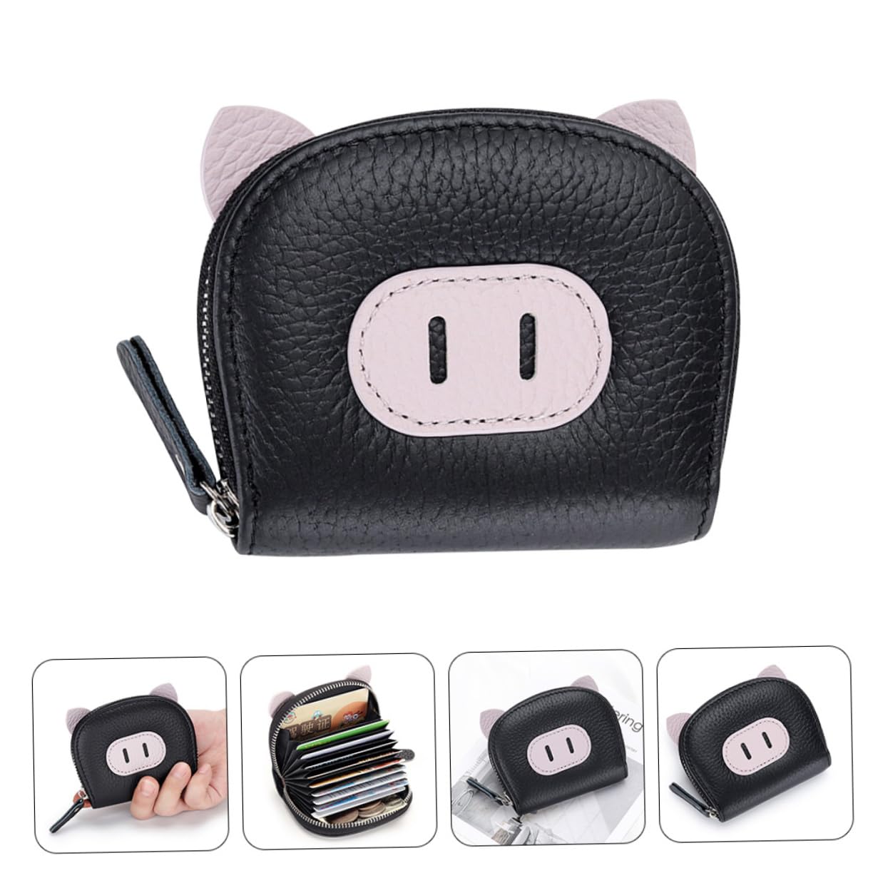 Porta titolari di carte chiaro carta portacarte da donna addebito pop portamonete portatile portafoglio con slot multi-scheda portafoglio per le donne pu Black