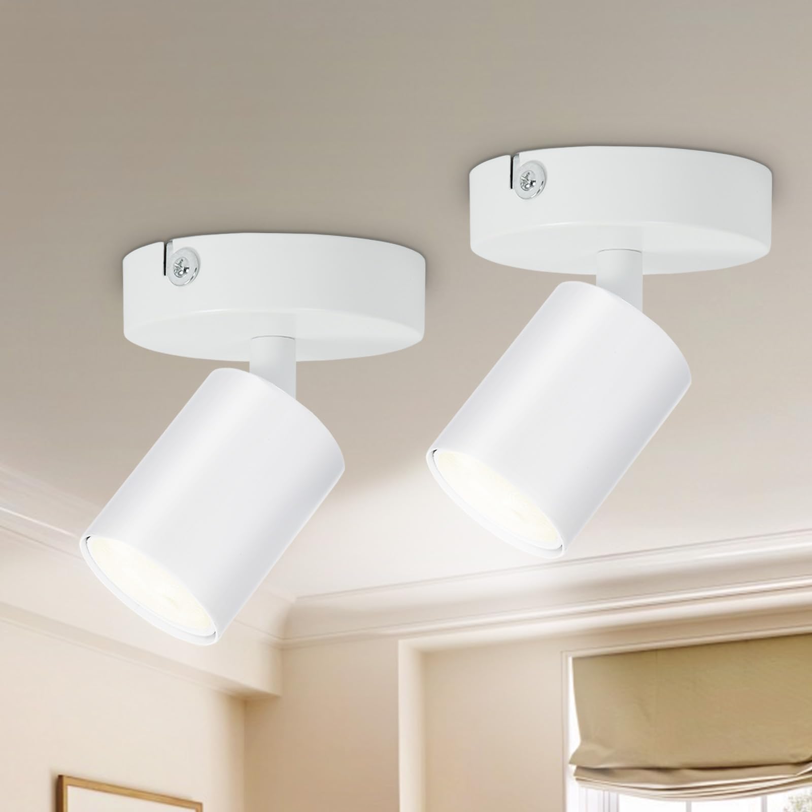Seruno X 2-Pack Adjustable GU10 Spotlight, 6W LED Compatible, Metal Matt White