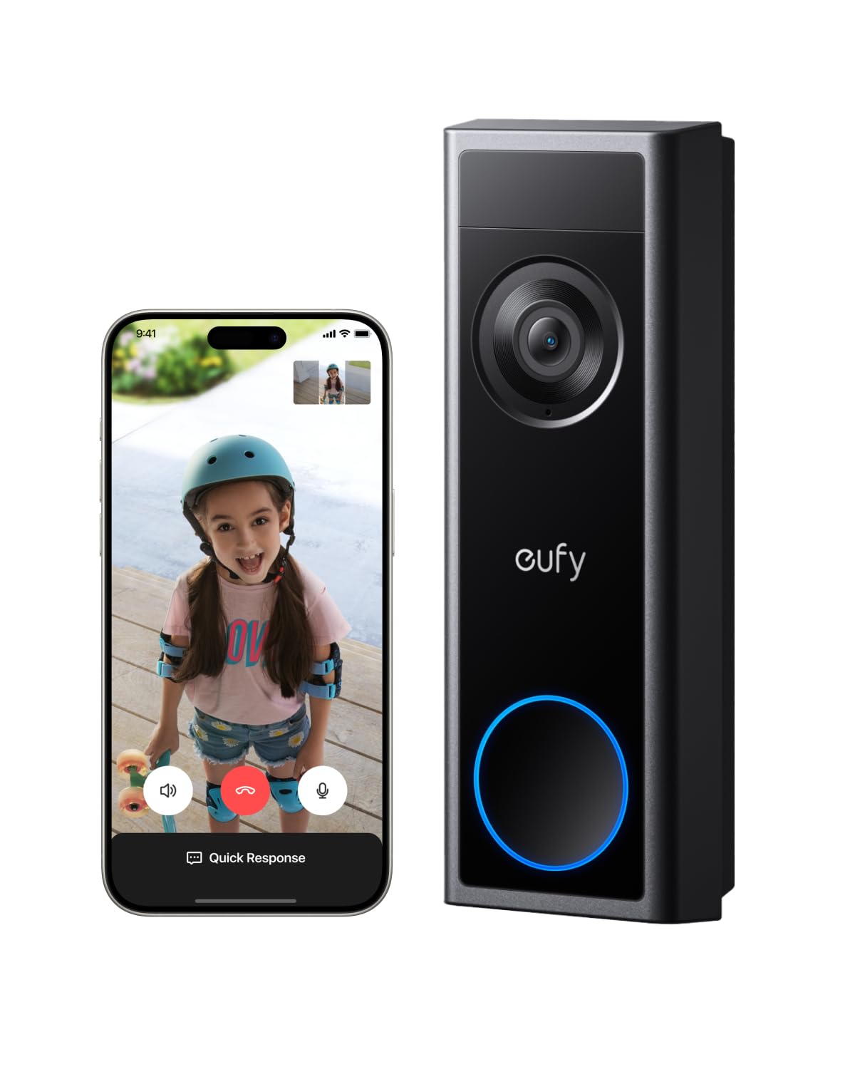 Video Doorbell Camera C31, 2K FHD Battery or Hardwire Powered(16~24V), Easy to Install, Quick-Release Battery, Live Video Call, 24/7 Recording(Wired), Human & Motion Detection