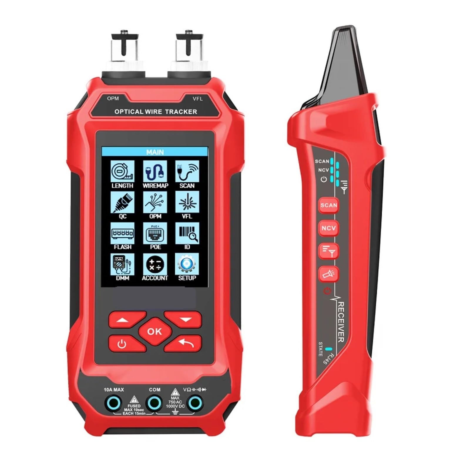 Tester per cavi di rete Tester For Cavi Di Rete 4 In 1 Misuratore Di Potenza In Fibra Ottica Multifunzione Localizzatore Visivo Di Guasti Tracciamento Di Linee Senza Rumore(ET638 with 7 ID)