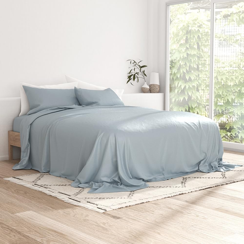 Linen Market - Twin Sheets - Cooling Bed Sheets Set - Deep Pocket Up to 16\\\" - Breathable & Soft Bed Sheets & Pillowcases - Hotel Luxury Silky Soft - Twin Size Bed Sheets Set - 4 Piece, Light Blue Light Blue Twin