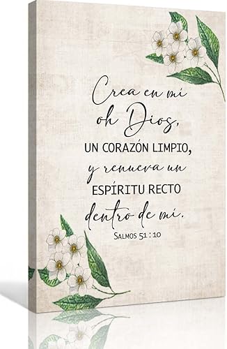 Miniatura 1 de Salmos 51 10 versículo bíblico español, decoración de pared, pósteres e impresiones bíblicas para pared, sala de estar, obra de arte giclée, pintura