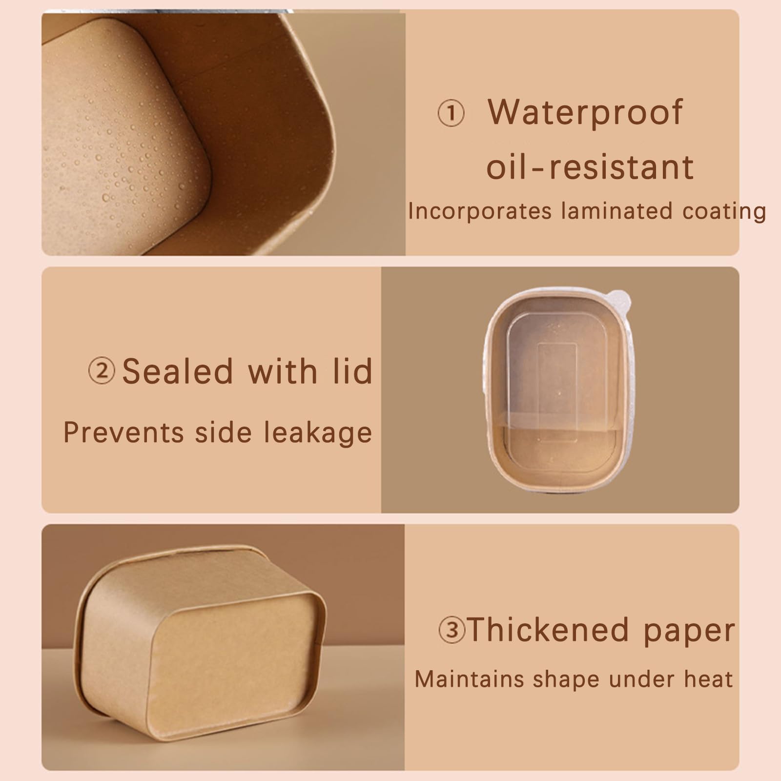 20 Pièces Boîtes à Salade En Papier Kraft 500ml, Boîtes à Emporter Réutilisables Barquette Carton, Imperméables Et Oléofuges Avec Couvercle, pour Plats à Emporter, Salade Fitness Et Voyage