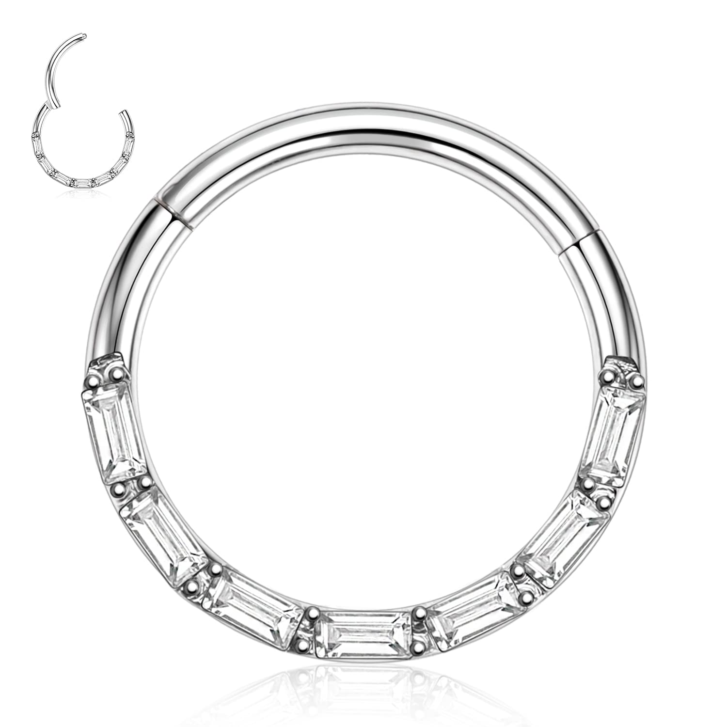 AROWRO 18G 16G 14G Nose Hoop Ring Septum Clicker Earrings CZ Opal Cartilage Conch Helix Tragus Hoop Earrings Daith Piercing Jewelry 316L Surgical Steel