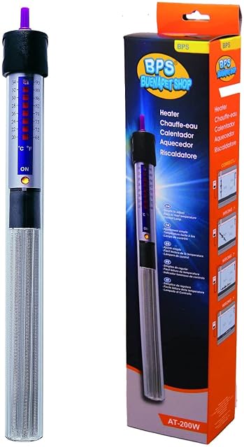 BPS Calentador de Acuario Sumergible para Pecera 100W 26.5cm para Tanque de Pescados Tubo de Cuarzo…