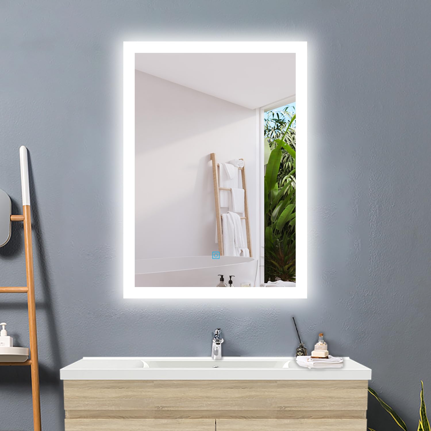 Huibathroom Light Illuminated Led Bathroom Mirror,3 Led S,Adjustable Temperature And Brightness,Anti-Fog,Memory Function,70X50cm