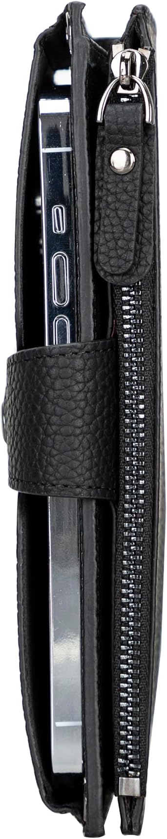 Genuine Leather Women Wallet Bag with Strap, Phone Split, Card and Money Split, 12 Card Slots, Zipper Compartment, Genuine Leather Wallet Bag with Removable Strap