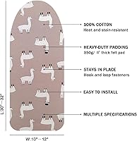 Vista 2 de Funda y almohadilla pequeña para tabla de planchar de 12 x 32 pulgadas, 3 pares de correas de cierre de velcro, bordes elásticos, mini cubierta