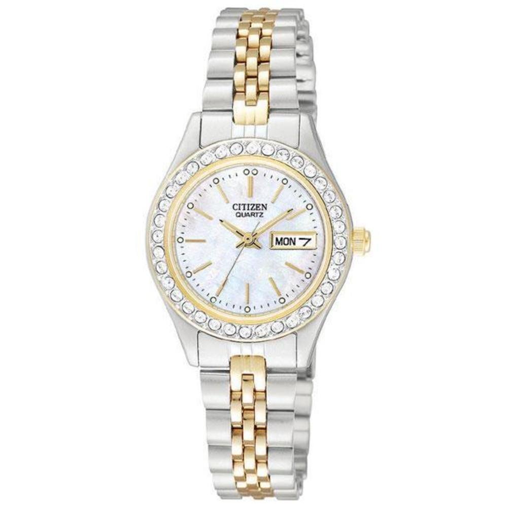 CITIZEN Ladies' Dress Quartz Stainless Steel Bracelet with Crystals and Day Date