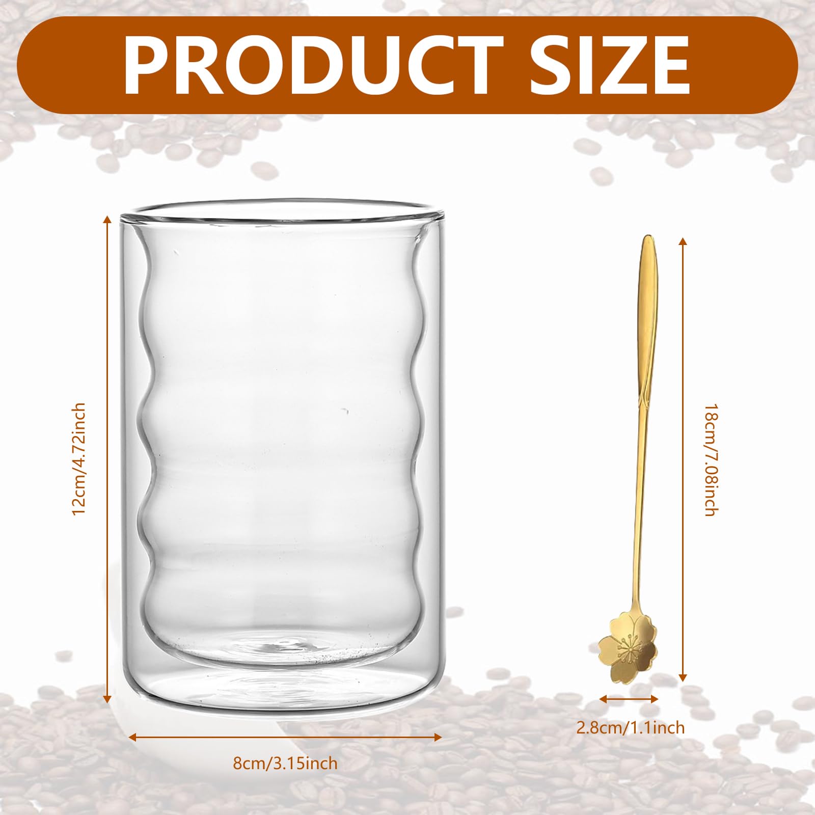 Bicchieri Per Latte Macchiato, 6PCS 375ml Bicchieri Da Caffè A Doppia Parete Bicchieri Da Cappuccino Con 6 Cucchiaini Tazzine Da Caffè Freddo Bicchieri Termici A Spirale In Vetro Borosilicato