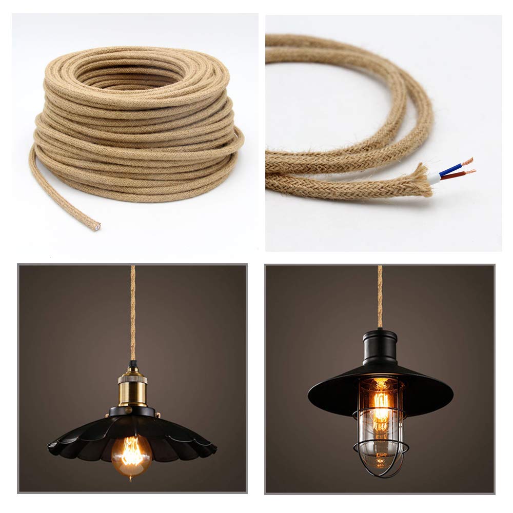 GreenSun Cable Trenzado Vintage - 2 Hilos Cable Electrico 20 Metros Cable Cuerda 2x0,75mm² para Lámparas de Araña, Lámparas DIY, Beige