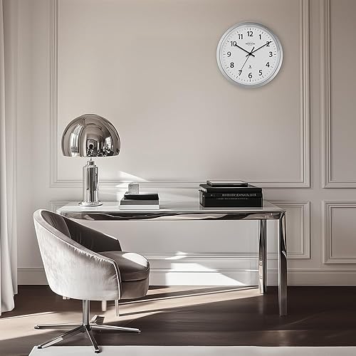 Miniatura 6 de Presentime & Co Reloj de pared atómico de 12 pulgadas, silencioso, sin ticks, se ajusta automáticamente y se ajusta al horario de verano por WWVB,