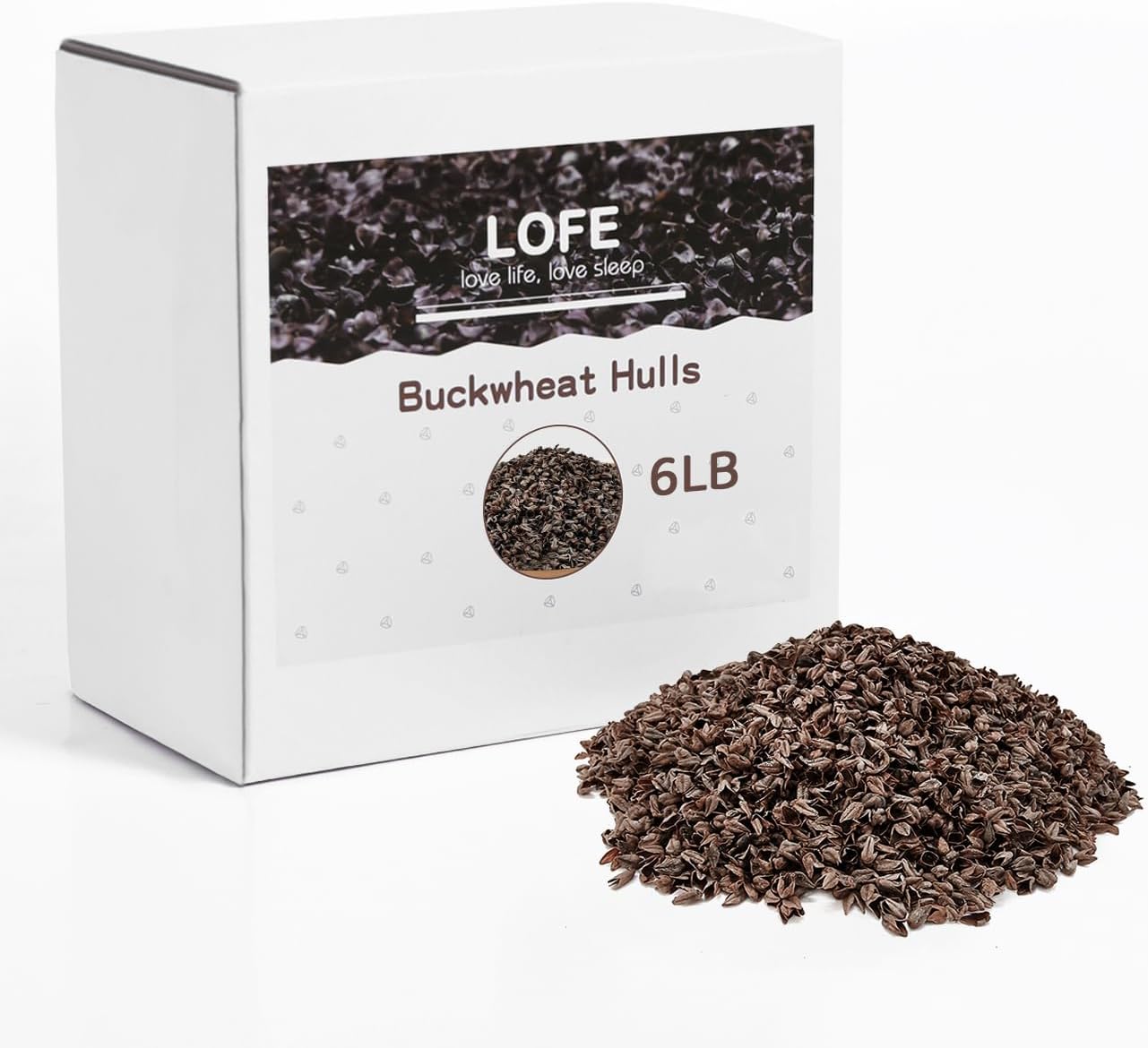 LOFE Tartary Buckwheat Hulls - 6 LBS Buckwheat Pillow Fillings, 100% Organic Buckwheat Groats, Stuffing Bulks