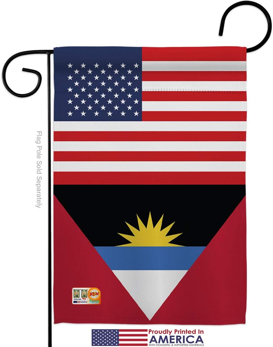 Antigua and Barbuda US Friendship Garden Flag Set Wall Holder Regional USA American Alliance World Country Particular Area Small Decorative Gift Yard House Banner Made In 13 X 18.5