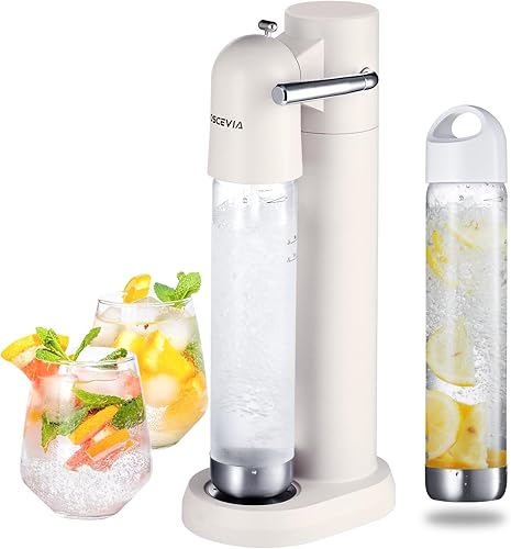 Máquina de agua con gas, seltzer y carbonatador para bebidas, dispensador de vapor de soda, máquina carbonatadora con 2 botellas sin BPA (1 l),