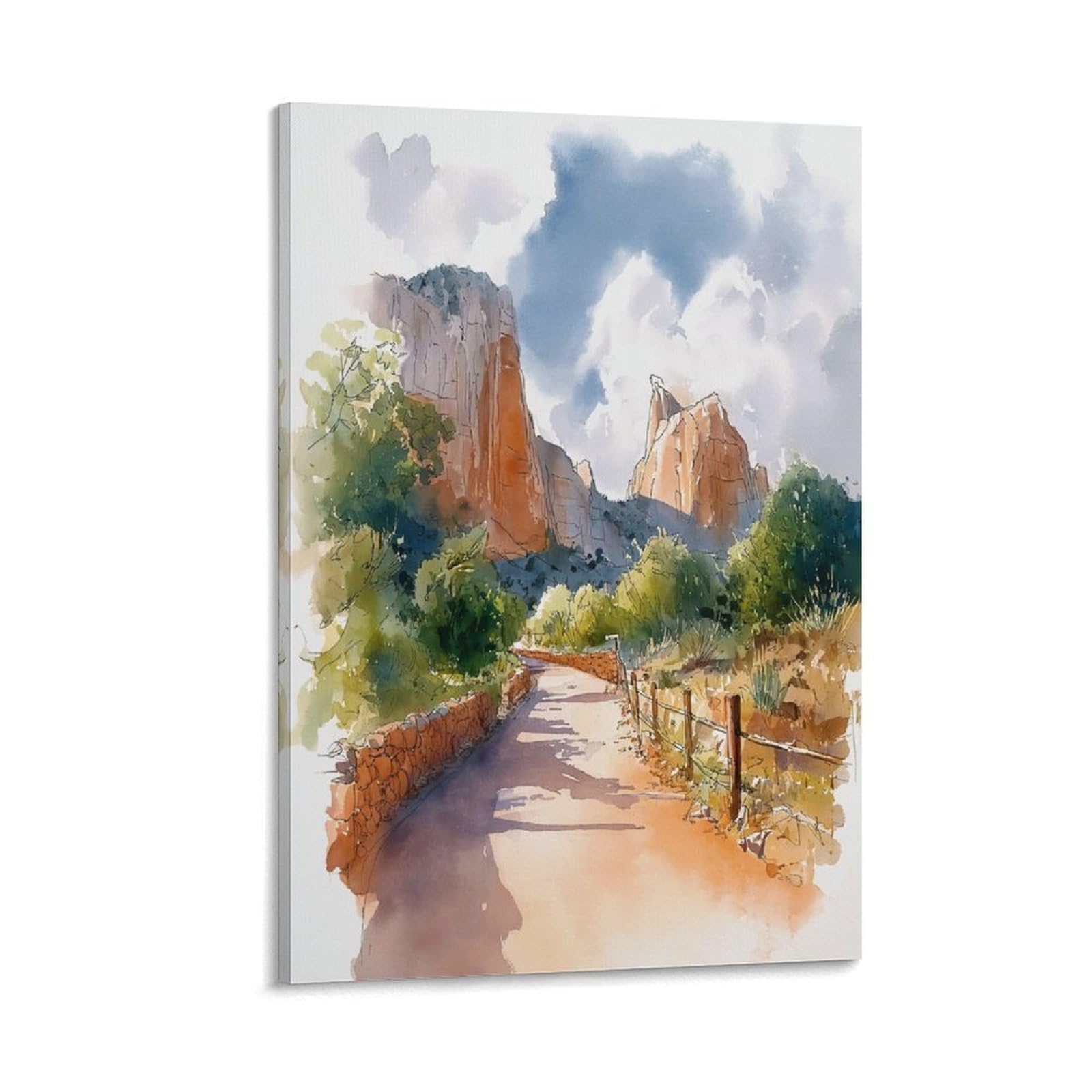 LCYNNH Sedona Arizona Watercolor Tree 12x18inch(30x45cm) Vintage Travel Poster Watercolor Canvas Art