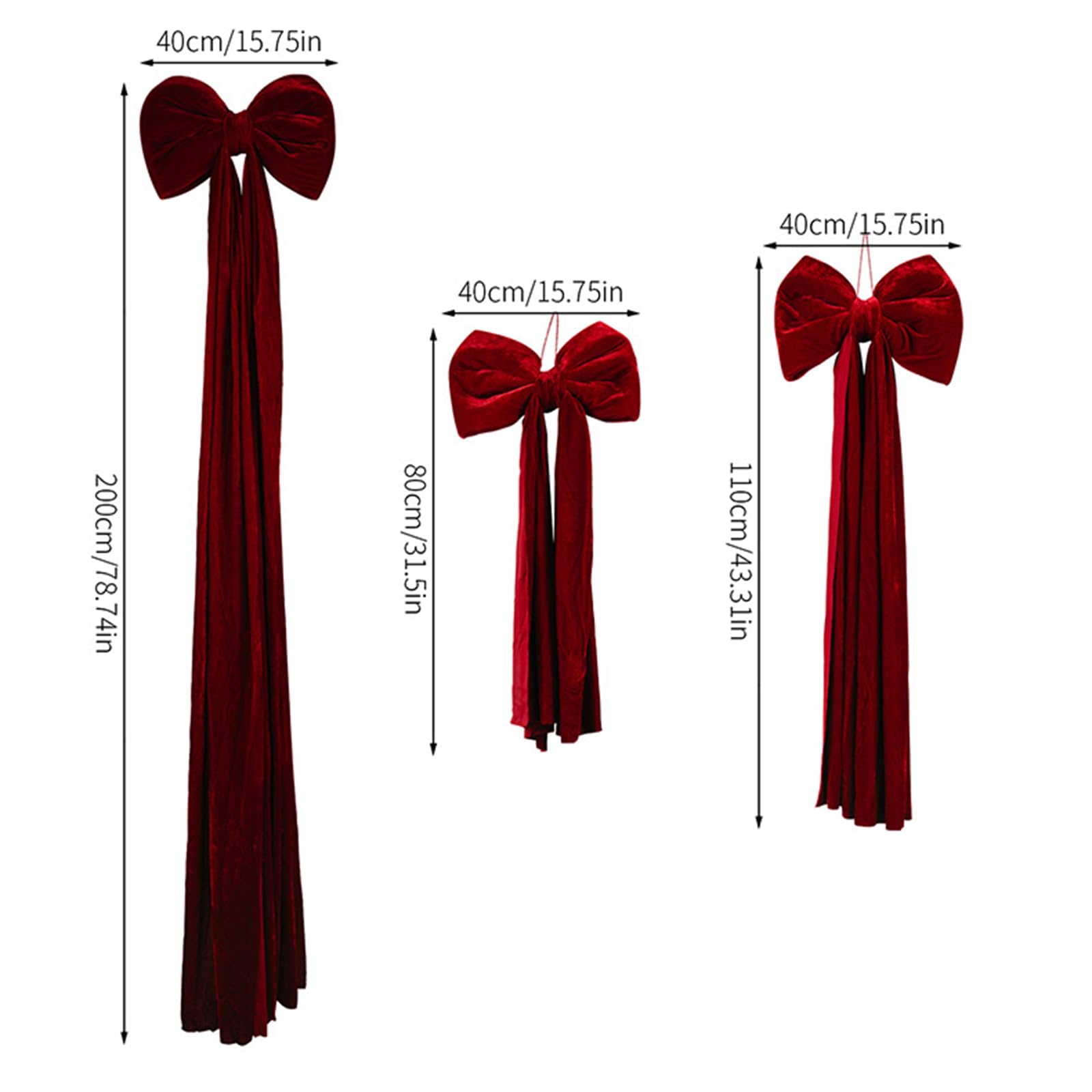 80 cm GroßE Rote Schleife, Extra GroßE Weihnachtsbaumspitze Aus Samt, Samtschleife FüR Weihnachtsbaum, Weihnachtsdekoration FüR Zuhause, Hochzeit, Party Dekoration (220cm)
