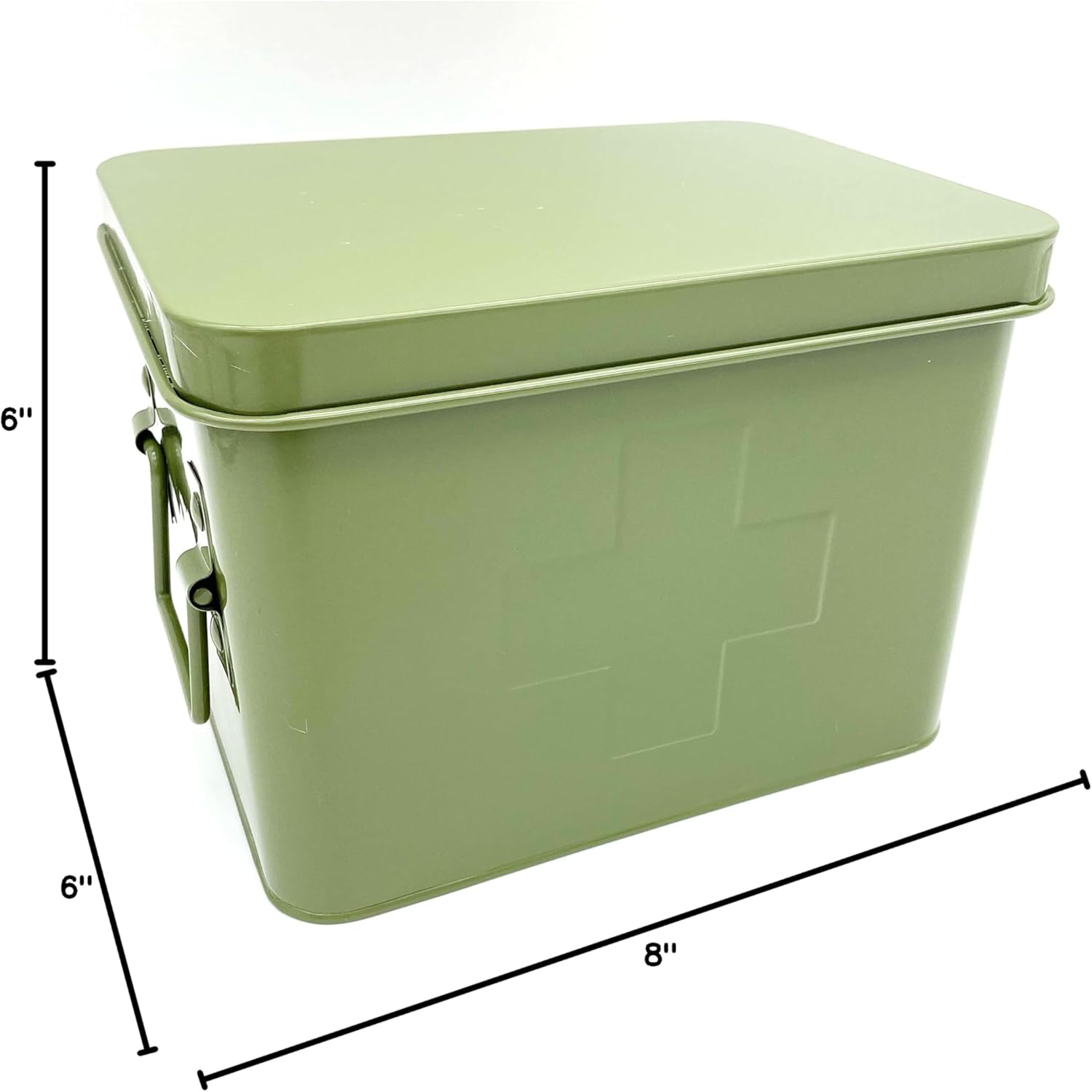 Metal First Aid Box, Embossed Swiss Cross Design, Red Vintage Style First Aid Kit, Red First Aid Box, Empty, Decorative First Aid Storage, Medicine Chest, Medical Box (Red)