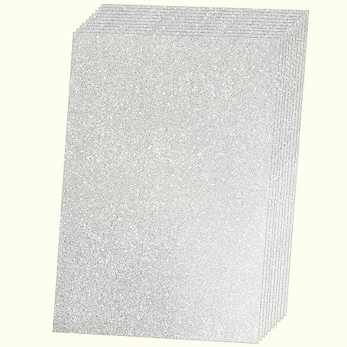 Salemar Silver Glitter Cardstock Paper For Cricut Duarable Sparkling Card Stock For Creating Holiday Greeting Card, Cake Toppers, Wedding Crafts, Paper Crafting, 250Gsm, 10 Sheets #TOP10