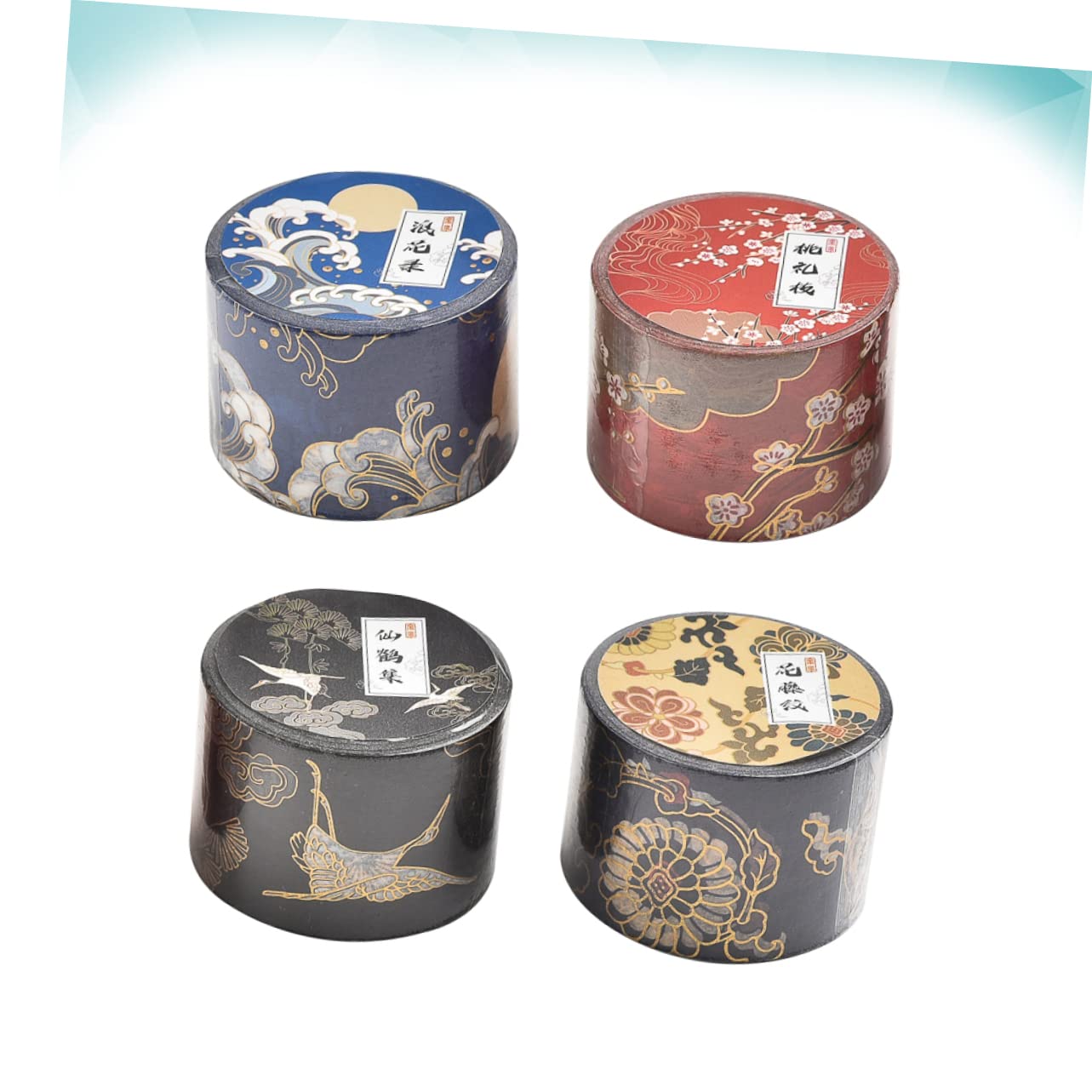 NUOBESTY 8rollos Cinta De Papel Washi Diseño De Hot Stamping Para Manualidades y Álbumes De Recortes Rama De Melocotón Olas Grulla Flores