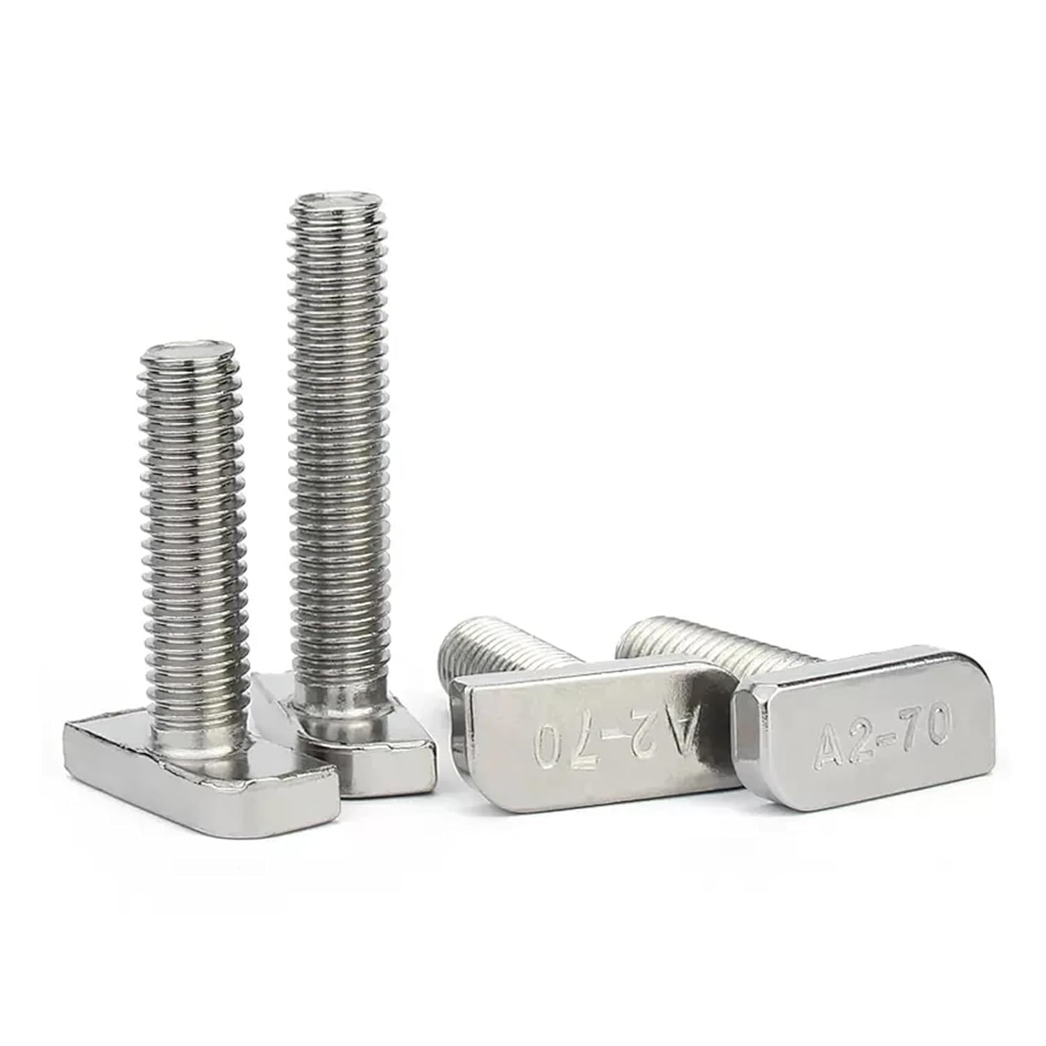M8 M10 304 Stainless Steel T Shape Scews Bolts Aluminum Profile T Slot Square Head Bolts (Color : Silver, Size : M8x35mm 5pcs)
